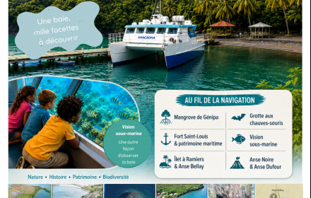 cap sur la baie entre sable noir et sable blanc... départ du bourg des trois-ilets, 11 juillet 2026 à bateau anacaona les trois-ilets – Le Guide Timoun