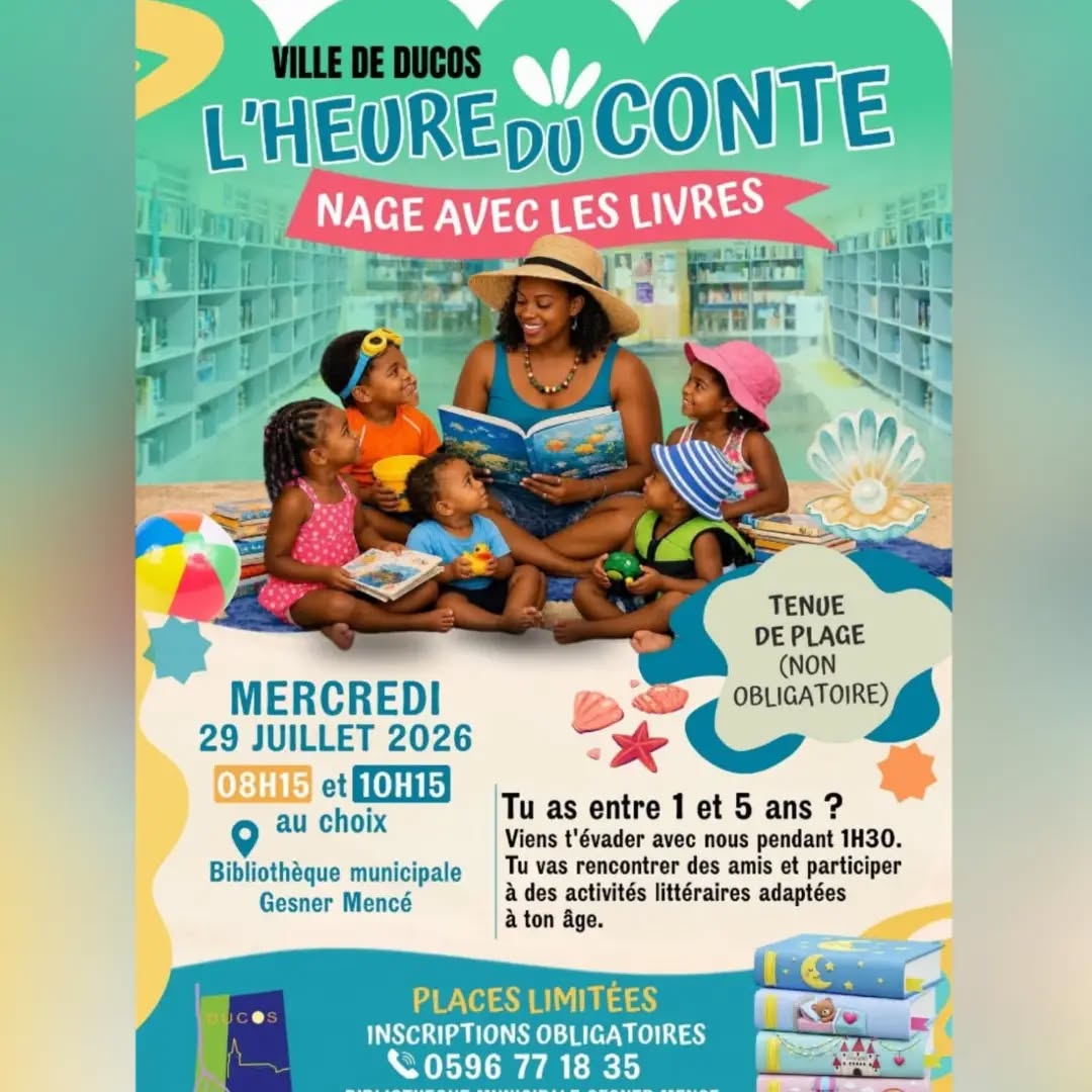 L’heure du conte : Nage avec les livres à Ducos – Le Guide Timoun