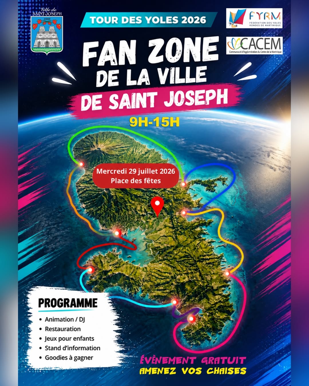 Fan zone de la ville de Saint-Joseph pour le Tour des yoles 2026 à Saint-Joseph – Le Guide Timoun