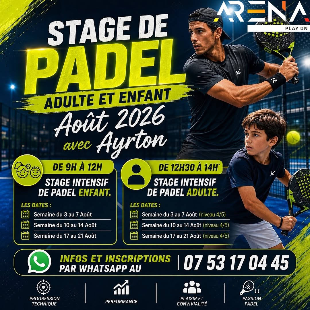 Stage de padel pour adultes et enfants en août 2026 avec Ayrton – Le Guide Timoun