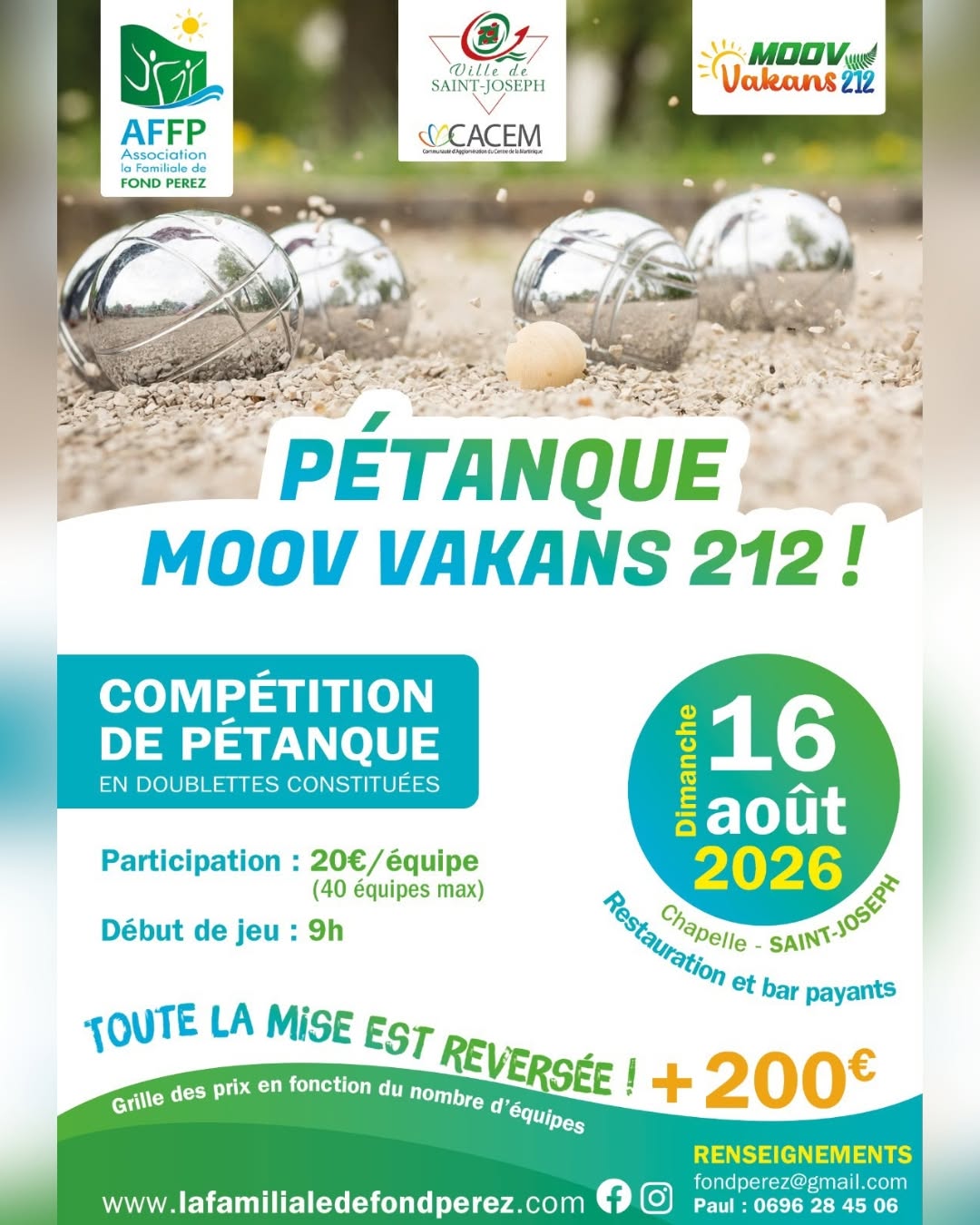 Compétition de pétanque dans le cadre de Moov Vakans 212 à Saint-Joseph à Saint-Joseph – Le Guide Timoun