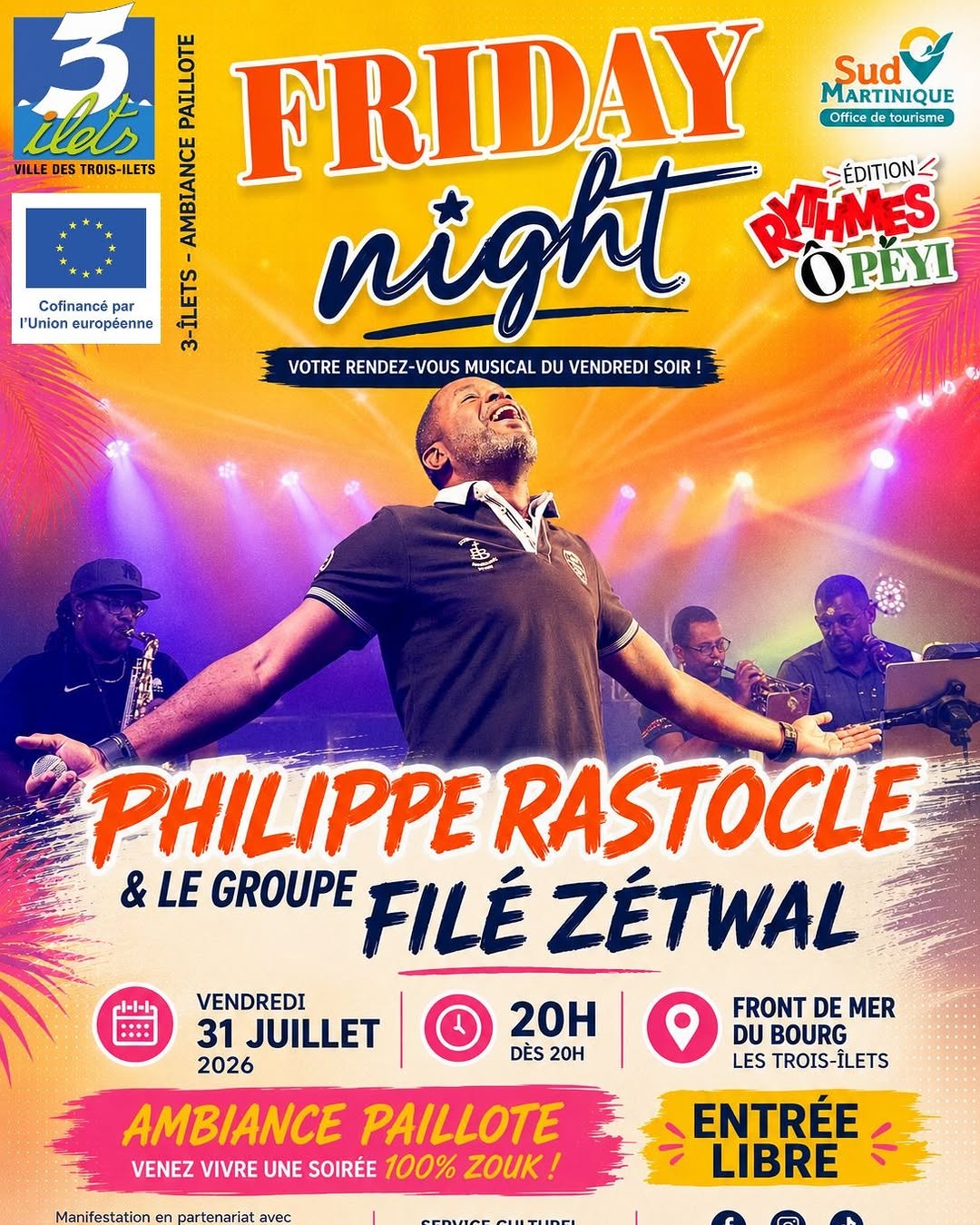 Friday Night : Ambiance Paillote avec Philippe Rastocle et le groupe Filé Zétwal à Les Trois-Îlets – Le Guide Timoun