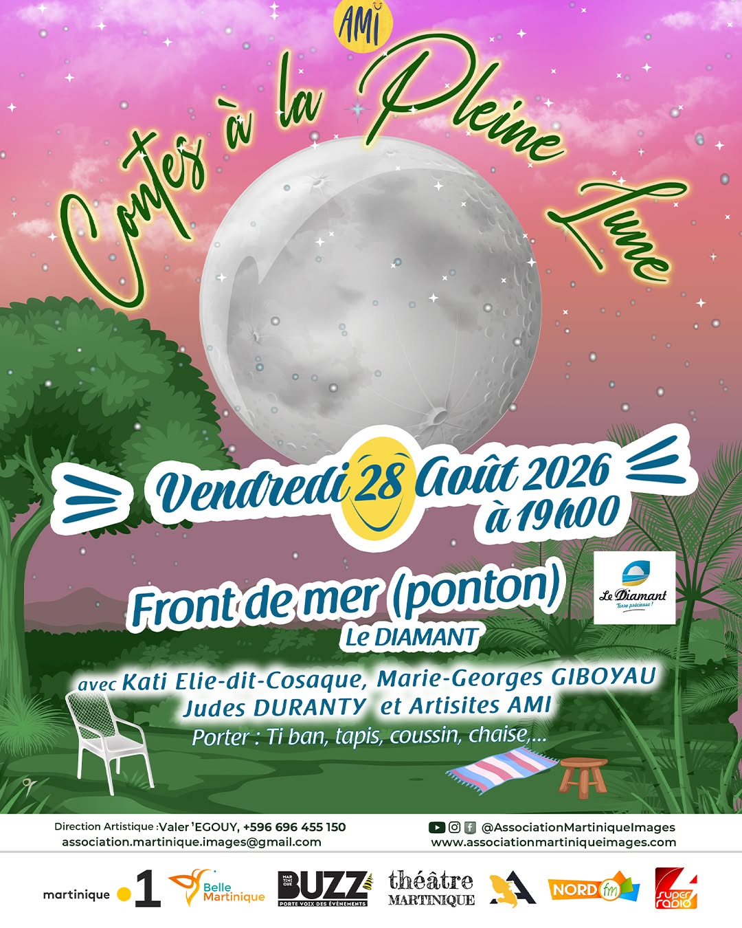 Soirée contes et musique sous la pleine lune au Diamant à Le Diamant – Le Guide Timoun