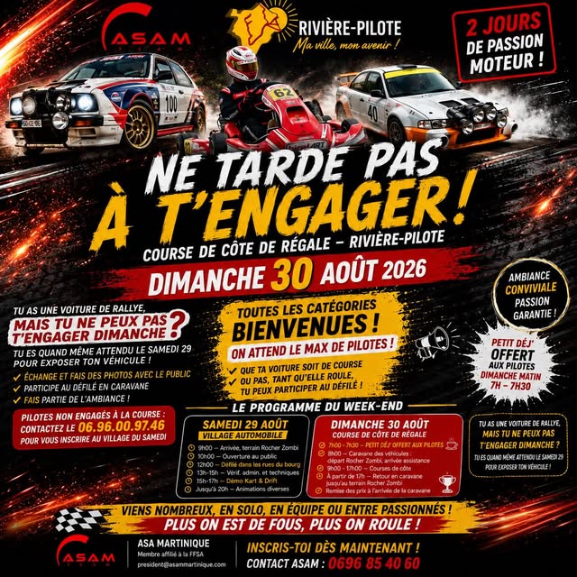 Course de côte de Régale à Rivière-Pilote les 29 et 30 août 2026 à Rivière-Pilote – Le Guide Timoun