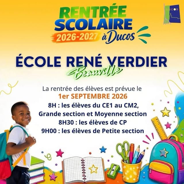 Rentrée scolaire 2026-2027 à Ducos à Ducos – Le Guide Timoun