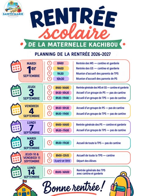 Rentrée scolaire à la maternelle Kachibou 2026-2027 à Sainte-Marie – Le Guide Timoun
